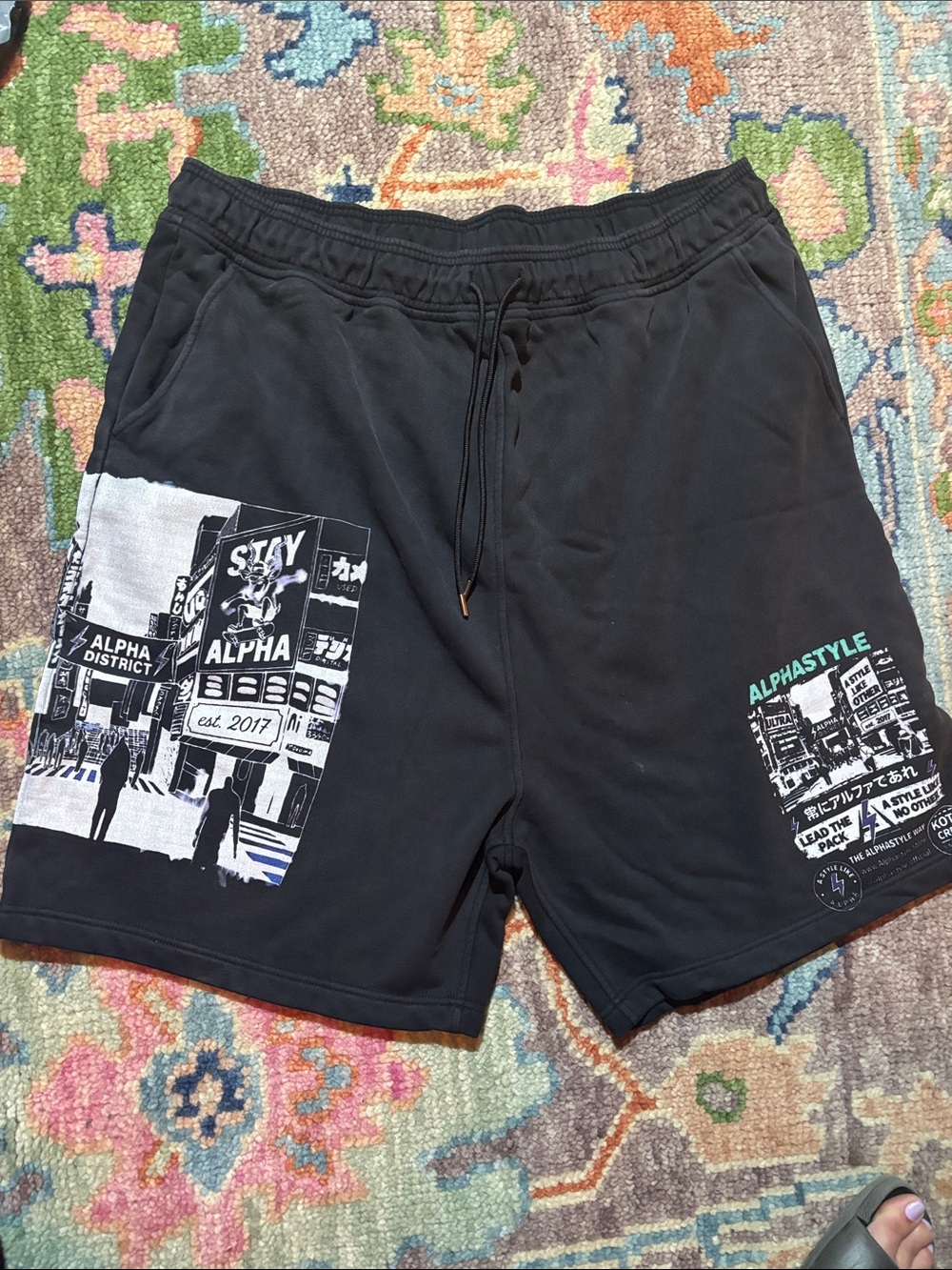 Black Graphic Athletic Men’s Shorts